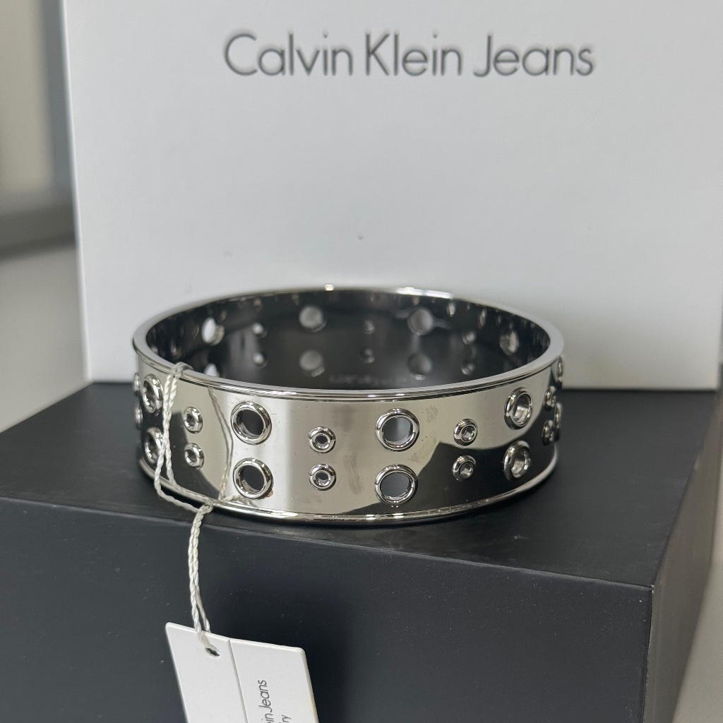 Calvin Klein Silver Wide Bangle With Hole Details 50$